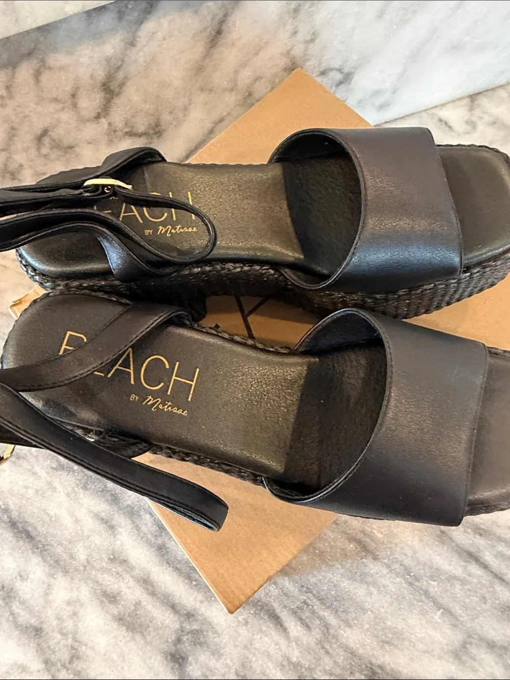 Matisse Black Woven Platform Sandals